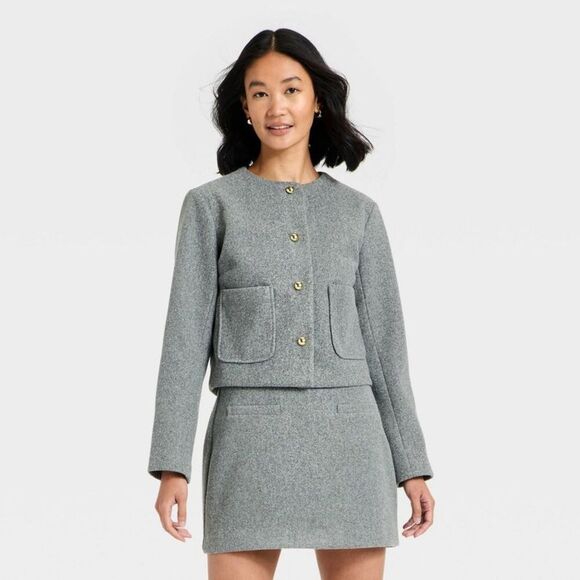 A New Day Jackets & Blazers - Women's Brushed Boucle Lady Jacket - A New Day Gray XS
